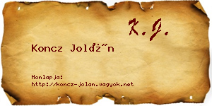 Koncz Jolán névjegykártya