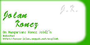 jolan koncz business card